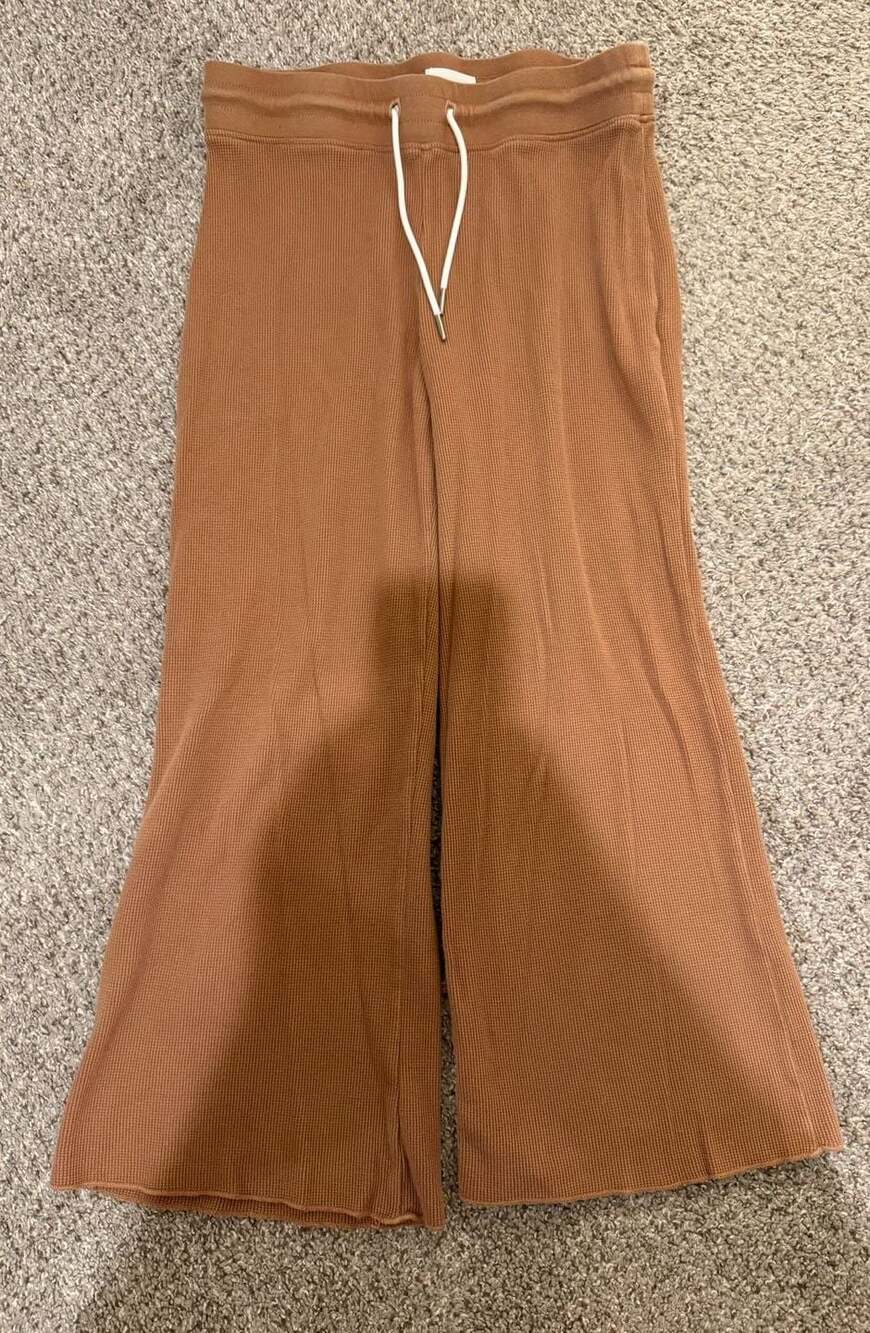 MATE The Label Organic Cotton Waffle Knit Flare Pants Size S